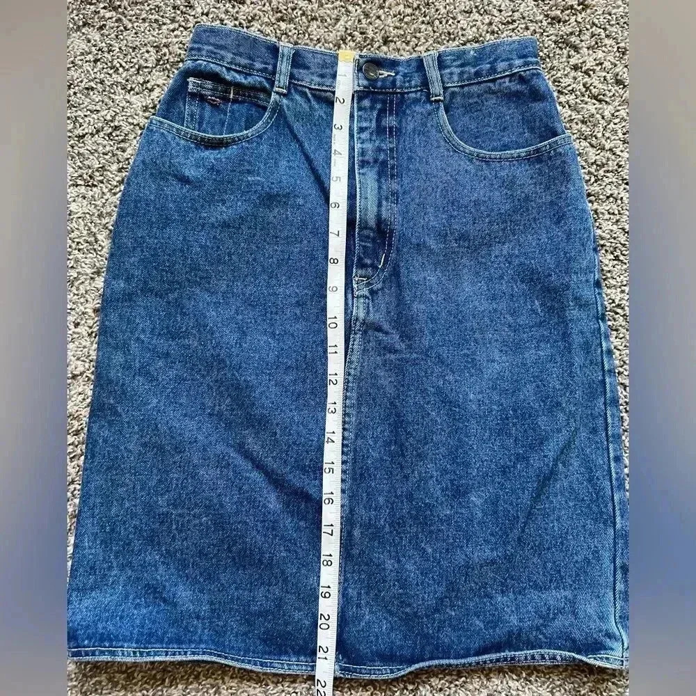 Vintage Cowboy Chic  80’s Blue Acid Washed Jean Mini‎ Skirt - Picture 11 of 12